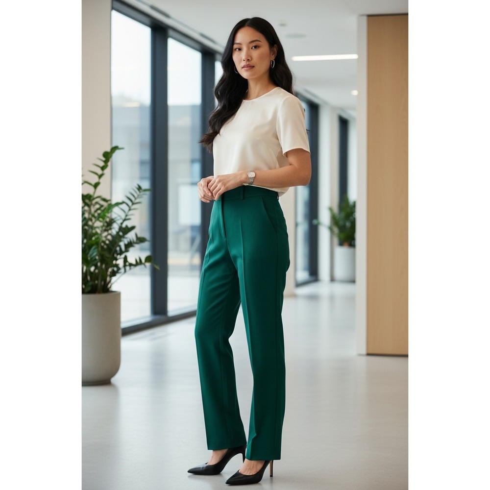 NWT White House Black Market Luxe Stretch Boot Pants Green Jasper Size 10